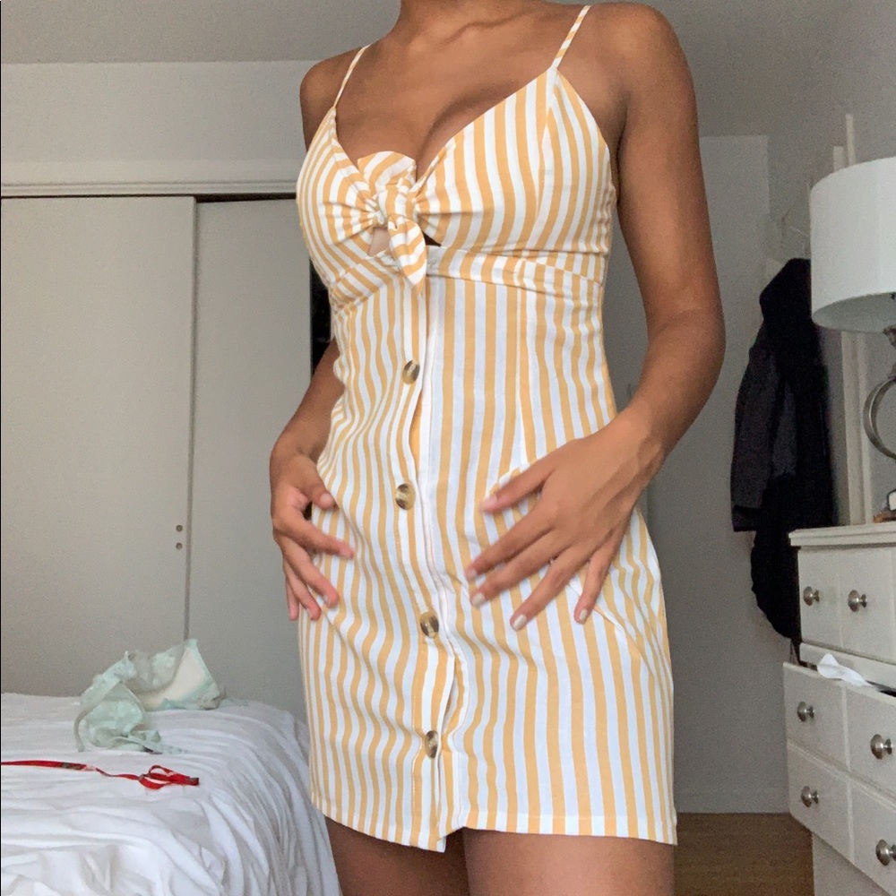 Striped yellow mini dress